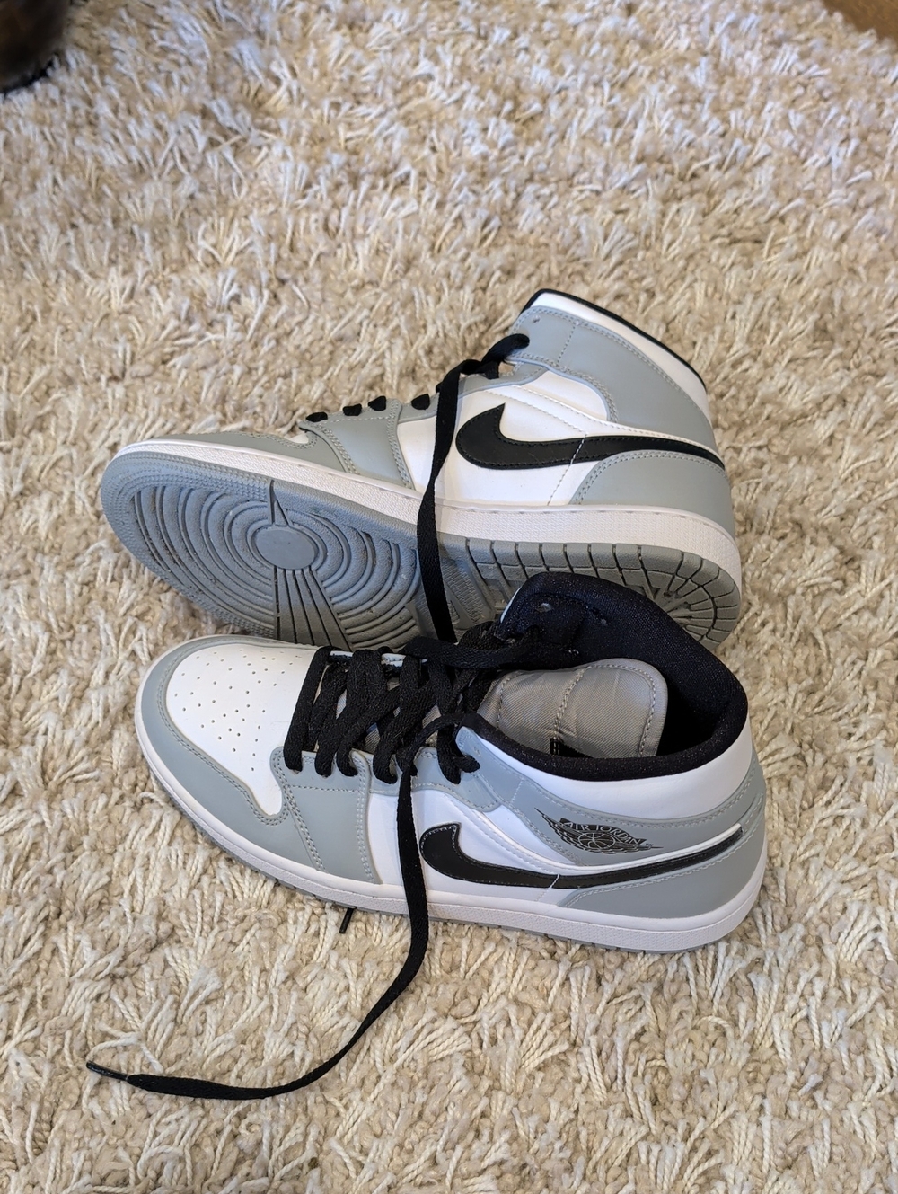 Nike Air Jordan 1 Mid Men’s Sneakers - White, Light Gray & Black